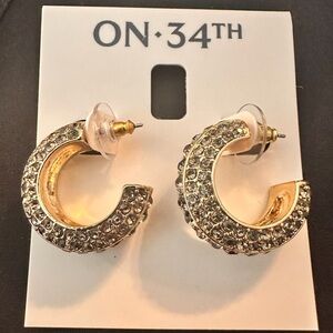 NWT On 34th Small Pave-Front Hoop Earrings, 0.7", Created for Macy's